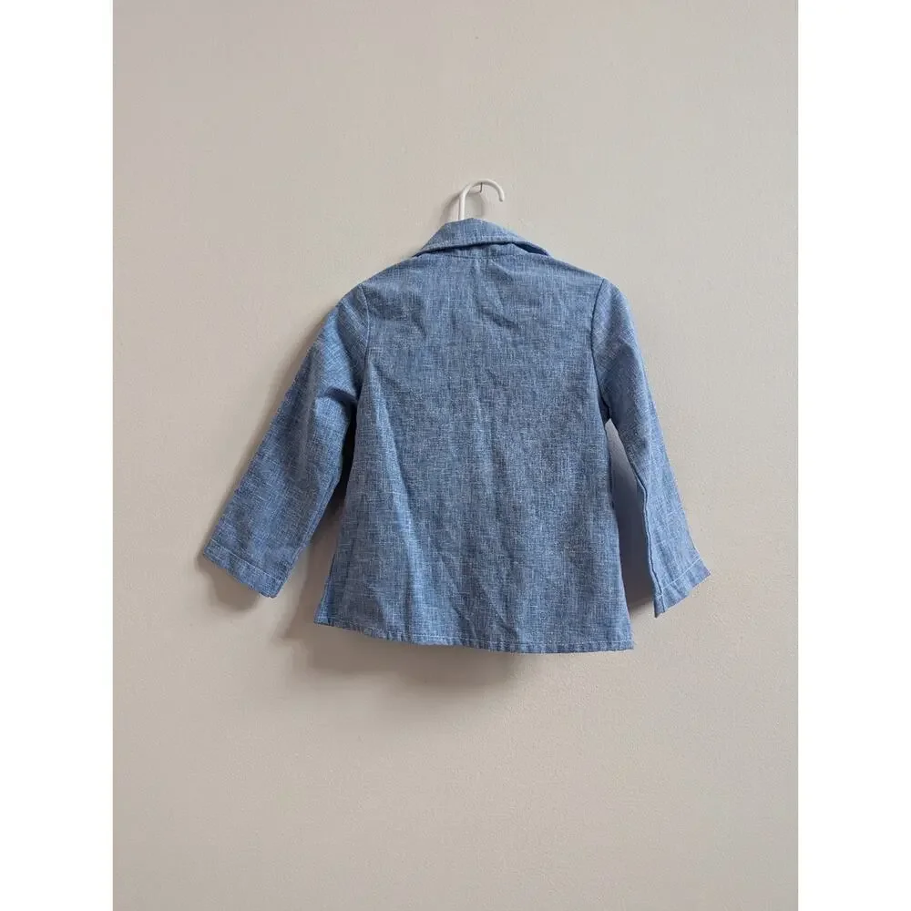Vtg Healthtex 70s Suit 3-4T Blue Chambray Flare Pants